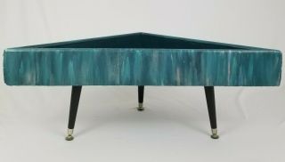 Mid - Century Accent Table Shadowbox Terrarium Hand Painted Bohemian Style Vintage
