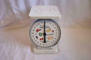 Vintage Metal American Family Scale 25 Lb Kitchen Counter Top White