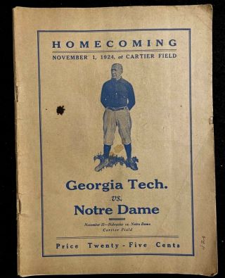 1924 Georgia Tech Vs Notre Dame Knute Rockne George Gipp Memoriam