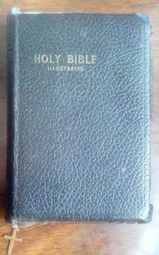 Vintage King James Version Holy Bible - Black W/ Cross Zipper (world) Fair/poor