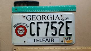 License Plate,  Georgia,  Firefighter,  Cf 752 E,  Telfair (fairly Small County)