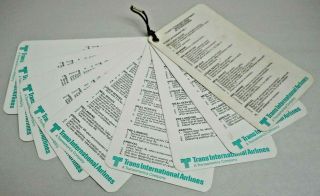 Tia Trans International Airline Flight Attendant Briefing Cards Dc10 Procedures