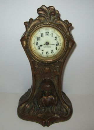 Antique Seth Thomas Bronze Wind Up Desk Clock