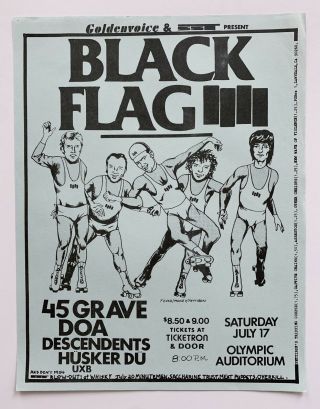 1982 Black Flag Olympic Flyer Raymond Pettibon 45 Grave Descendents Punk Poster