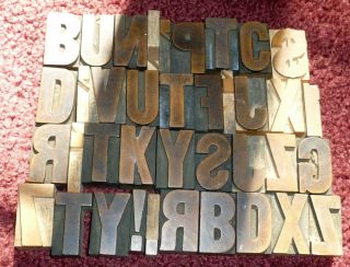Vintage Letterpress Wood Type Alphabet 1,  5/8 " Printing Blocks Wooden Letters