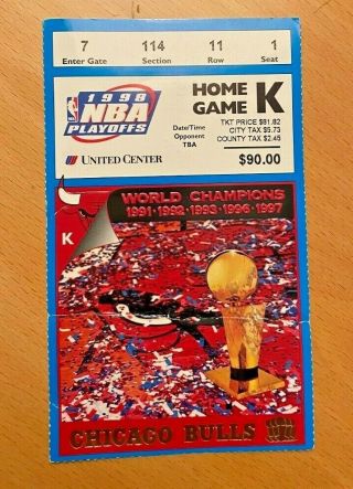 1998 Michael Jordan 6th Mvp Nba Finals Ticket Game 3 6th Title Chicago Bulls