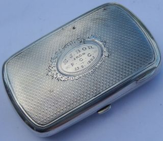Fine Quality Antique Solid Silver Cigarette Case; George Unite; Birmingham 1881