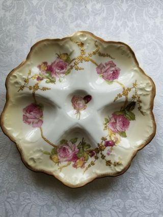 Antique Limoges France Drop Rose Oyster Plate