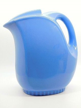 Hall China Vintage 1950s Blue Montgomery Ward Refrigerator Pitcher With Ice Lip
