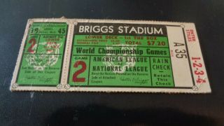 1945 World Series Game 2 Ticket Stub - Chicago Cubs @ Detroit Tigers - Gd