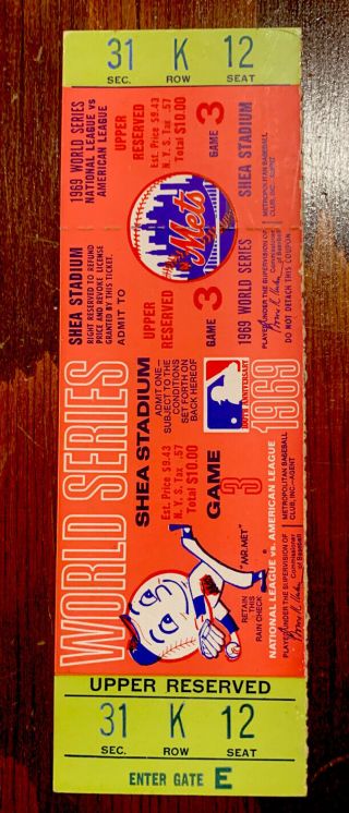 Ny Mets 1969 World Series Game 3 Ryan Win Full Ticket