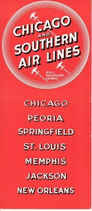 C&s Chicago And Southern Air Lines Timetable 1936/10/15