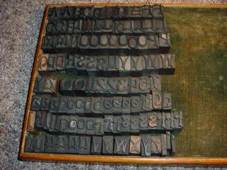 Lg.  Group 3/4 " Asian Style Antique Wood Letterpress Print Type Letters Numbers