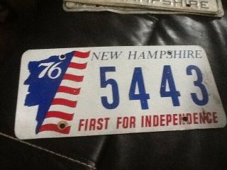 Hampshire 1976 First For Independence Four Number 6 License Plate 5443
