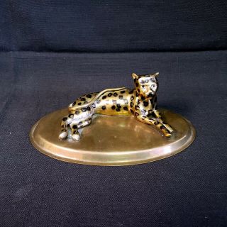 Vintage Mottahedeh Design Brass Leopard Figurine Ltd Number 315 Made In India