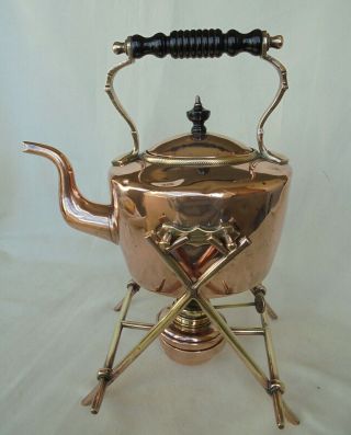 Arts & Crafts Copper And Brass Spirit Kettle - Henry Loveridge & Co.  - C.  1880