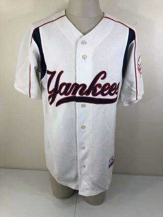 Vintage Derek Jeter York Yankees Majestic White Button Up Jersey Mens Medium