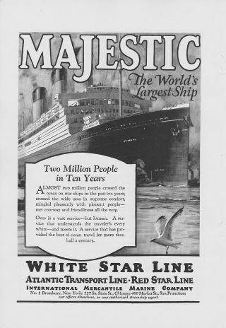 Rms Olympic - Majestic - White Star Line | 27 Advertisements