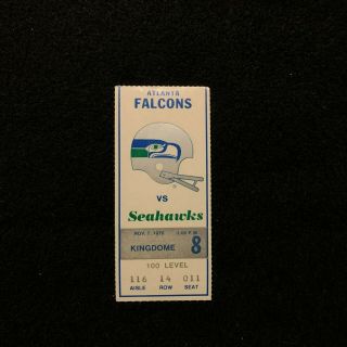 1976 Football Ticket Stub Seattle Seahawks Vs Atlanta Falcons 1st Nfl Home Win