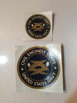 2 Vintage Us Navy Civil Engineer Corp & Navy Decals United States,  Naval