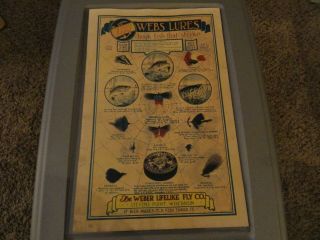 Vintage Collectible Fishing Lure Advertisement Weber Lifelike Fly Co Wisconsin