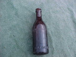 Antique Baltimore Coca Cola Straight Side Amber Soda Bottle Dug Heel Script & Bl