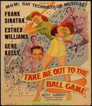 Take Me Out To The Ball Game Movie Poster 1949 Frank Sinatra Gene Kelly Baseball
