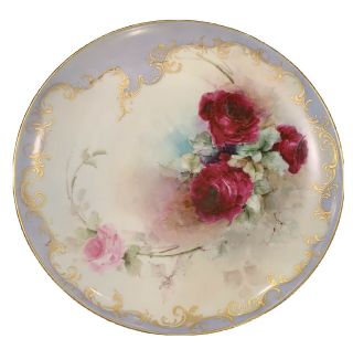 Gorgeous Antique Haviland Limoges Roses Hand Painted 11” Charger Plate