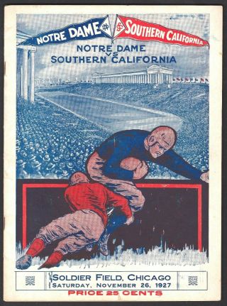 1927 Notre Dame Vs.  Usc Football Game Program Knute Rockne Vs.  Howard Jones
