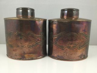 Art Nouveau Copper Tea Caddies Joseph Sankey & Sons Caddy