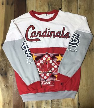 Vtg 80s 1988 Mlb St.  Louis Cardinals Sweatshirt One Size Fits All Usa Made Red