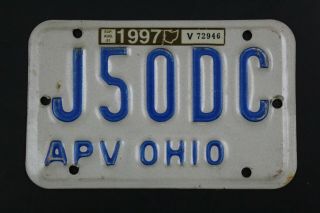 Vintage 1997 Ohio All Purpose Vehicle Apv License Plate J50dc