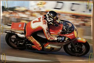 Vintage Poster Barry Sheene Motorcycle Racing Race Bike 1970s Pinup