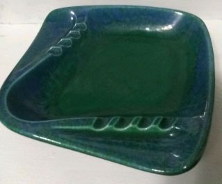 Royal Haeger Pottery Ashtray Blue & Green Vintage Mid Century Modern 1014 Usa