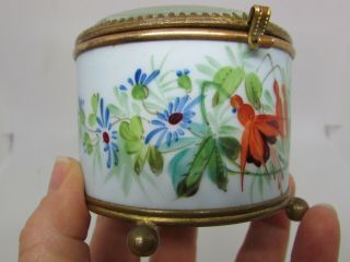 Antique FRENCH Hand Painted JEWELRY BOX with Beveled Glass Lid 3
