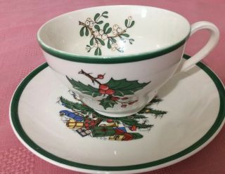 Vintage Bertson House Ltd.  York Christmas Tree Cup And Saucer Set 1950 