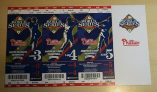 Rare 2008 Phillies Rays World Series Ticket Set Games 3 4 5 - Strip Of 3