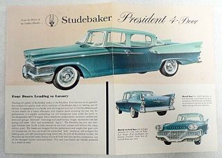 Vintage The 1958 Studebaker Automobile Fold Out Brochure