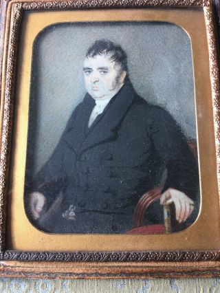 Antique Georgian Miniature Portrait Painting Gentleman Scholar No Res Vintage