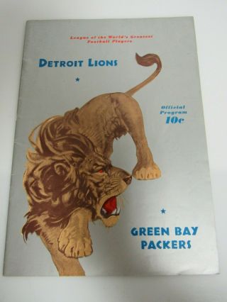 Rare 1939 Green Bay Packers At Detroit Lions Football Program Lv062