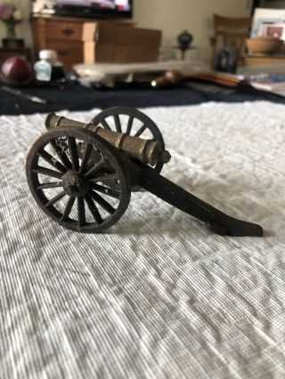Vintage Cast Iron & Brass Toy Souvenir Cannon 4 - 1/2”