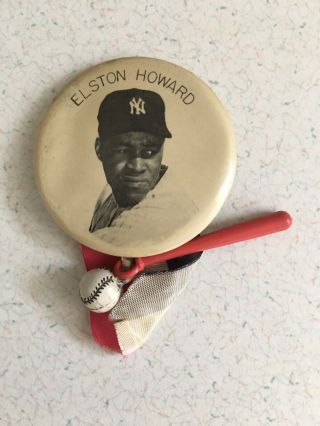 Elston Howard Rare 1950’s 2 1/8” Pinback With Charms Etc