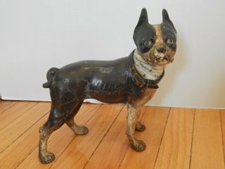 Antique Hubley Cast Iron Boston Terrier Dog Doorstop 2