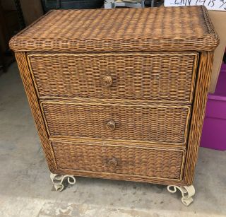 Lan9716: Wicker / Rattan And Metal Chest Of Drawers Local Pickup