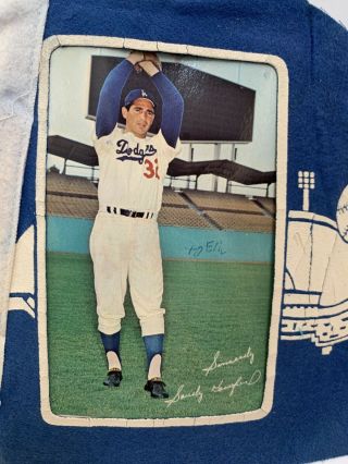 1960 ' S Sandy Koufax Los Angeles Dodgers Photo Postcard Pennant Blue Felt Vintage 3
