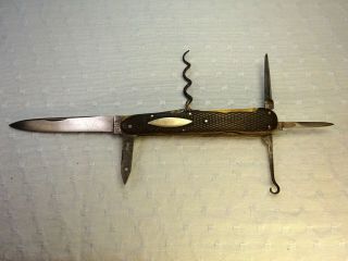 English Gentleman’s Antique Sheffield Multiblade Lock Knife W Corskcrew