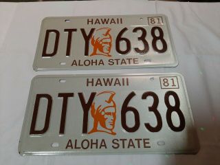 Vintage 1981 Hawaii " King Kamehameha " License Plates - Never Mounted