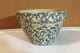 Vintage Robinson Ransbottom Pottery Blue Spongeware 1 Quart Mixing Bowl