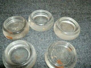 5 Vintage Glass Caster Cups.  1.  5 " In Diameter