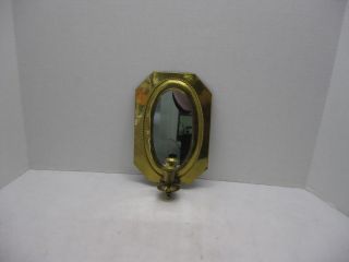 Vintage Solid Brass Sconce Mirror Candle Holder Wall Mounted Decor 9 1/4 " Tall